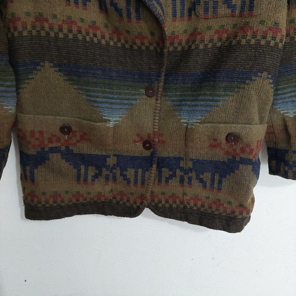 Express Vintage 80s 90s Brown Southwest Aztec Womens Jacket Sz M Button-Up Lined - Picture 3 of 13